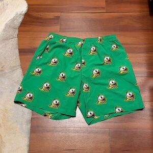 Columbia Green Men's Shorts with Oregon Duck Print Sz L